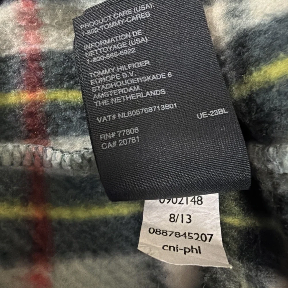 Tommy Hilfiger Retro Full Zip Polar Fleece Jacket Mens S Tartan Plaid Mock Neck